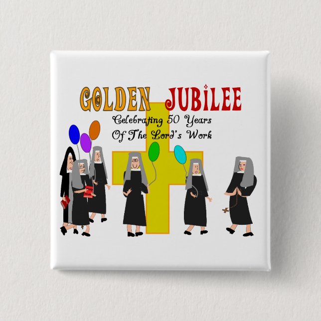 Nonnen-goldene Jubiläum-Geschenke Button (Vorderseite)