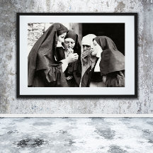 Nonnen Rauchen Vintage Fotografie 20x16in