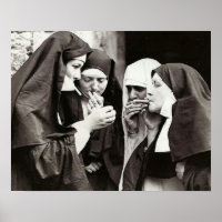 Nonnen Rauchen Vintage Fotografie 20x16in