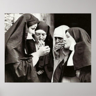 Nonnen rauchen Vintage-Fotografie Poster
