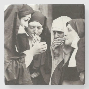 Nonnen rauchen Vintage-Fotografie Steinuntersetzer