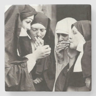 Nonnen rauchen Vintage-Fotografie Steinuntersetzer