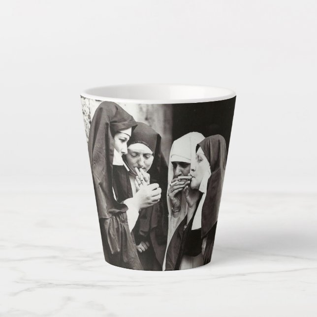 Nonnen Rauchen Vintage Fotografie Tasse (Vorderseite)