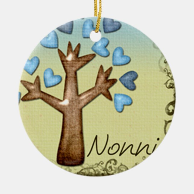 Nonni Herzbaum Blau Keramikornament (Vorne)
