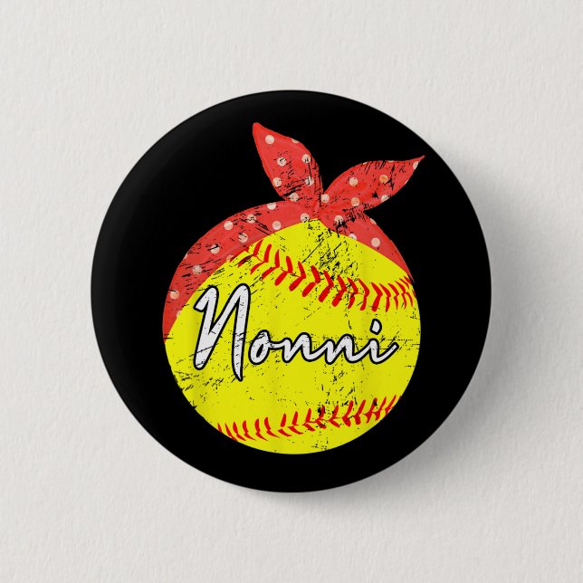 Nonni Softball Ball Mothers Day Button (Vorderseite)