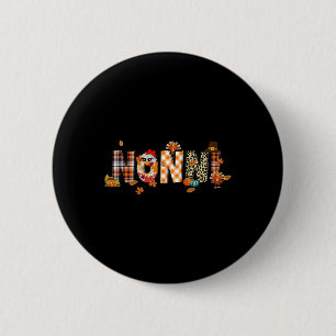 Nonni Truthahn Retro Herbst Autumn Leopard Ernteda Button