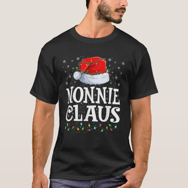 Nonnie Claus Christmas Lights Weihnachtsmannmütze  T-Shirt (Vorderseite)