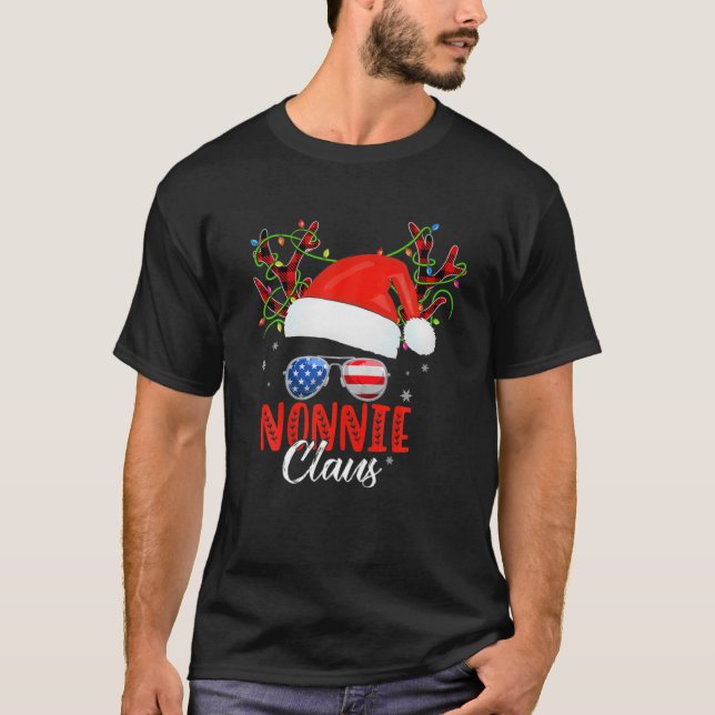 Nonnie Claus Reindeer Santa Messy Bun Christmas Fa T-Shirt (Vorderseite)