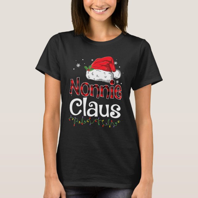 Nonnie Claus Weihnachtsmannmütze Red Kariert Buffa T-Shirt (Vorderseite)