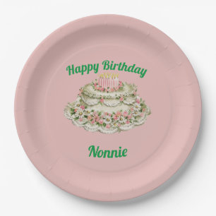 NONNIE ~ VINTAGER GEBURTSTAG CAKE ~ PAPPTELLER