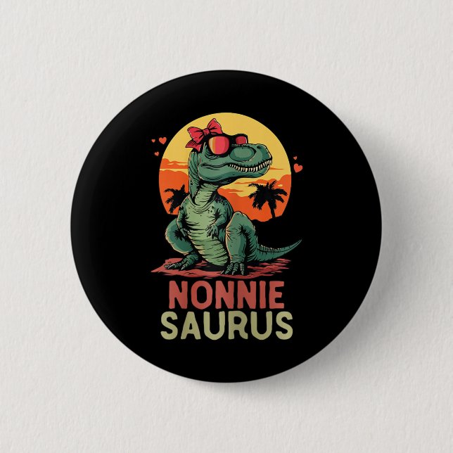 Nonniesaurus Dino Dinosaur Nonnie-saurus T-rex Spa Button (Vorderseite)
