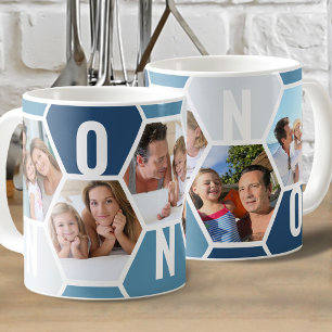 Nonno 5 Foto editierbar 5 Buchstaben Wabenmuster Kaffeetasse