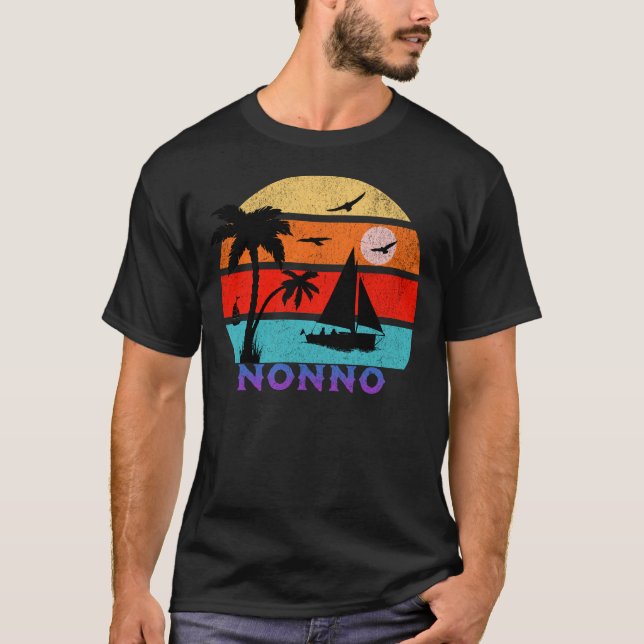 Nonno Retro Sunset Ocean Großvater T-Shirt (Vorderseite)
