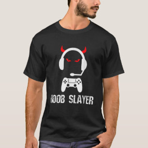 Noob Slayer Gamer Gaming Funny Evil Eyes Horns Pla T-Shirt