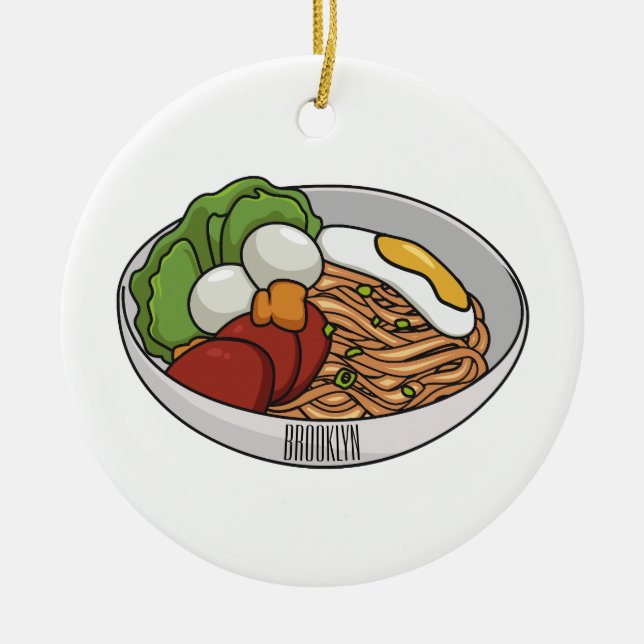 Noodle-Cartoon-Abbildung Keramik Ornament (Vorne)