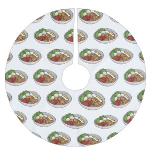 Noodle-Cartoon-Abbildung Polyester Weihnachtsbaumdecke