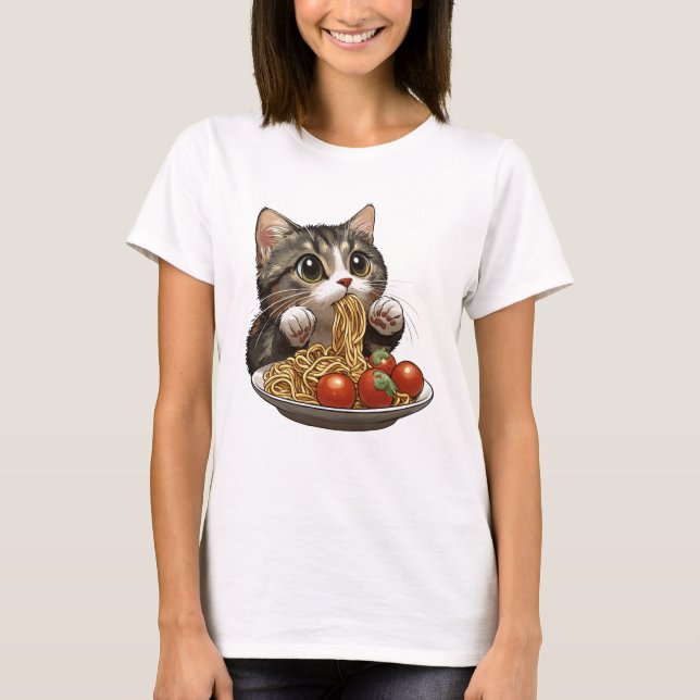 Noodle Cat, Spaghetti Cat T-Shirt (Vorderseite)