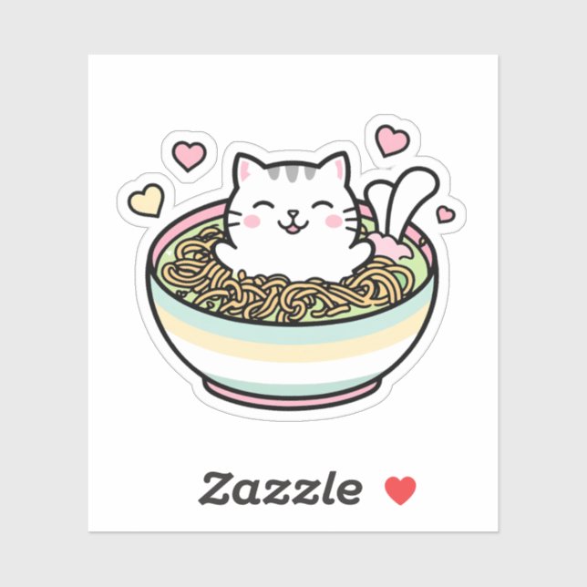 Noodle Kitty - Kawaii Ramen Cat Aufkleber (Blatt)