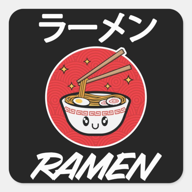 Noodles Anime Manga Funny Niedlich Japan Otaku Des Quadratischer Aufkleber (Vorderseite)
