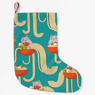 Noodles Funny Cats Türkis Hintergrund Kleiner Weihnachtsstrumpf