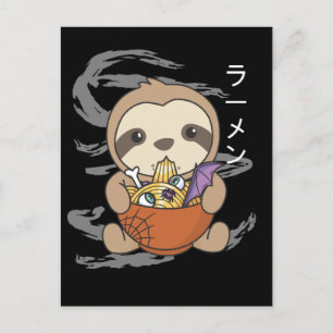 Noodles Japanisch Noodles Halloween Sloth Ramen Ho Feiertagspostkarte