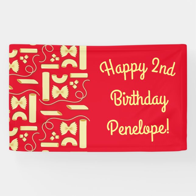 Noodles Pasta Kid 1. Geburtstag Party Italienisch Banner (Horizontal)