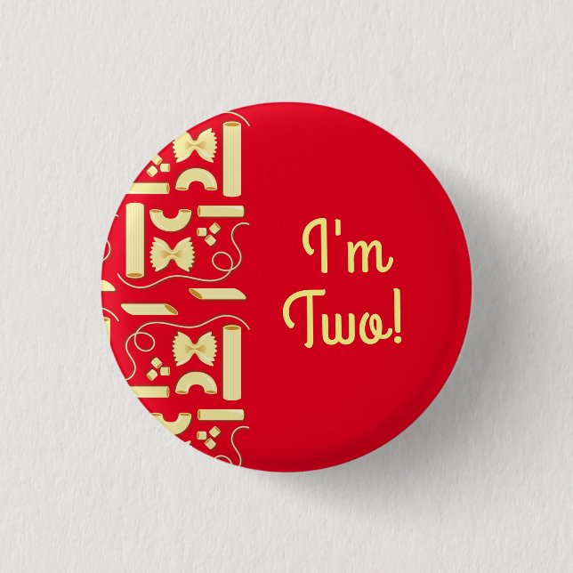 Noodles Pasta Kid 1. Geburtstag Party Italienisch Button (Vorderseite)