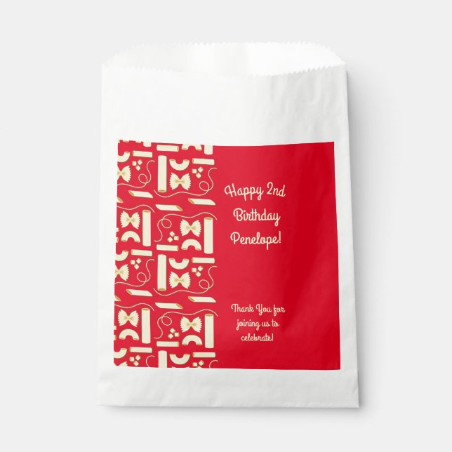 Noodles Pasta Kid 1. Geburtstag Party Italienisch Geschenktütchen (Vorderseite)
