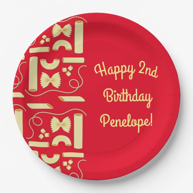 Noodles Pasta Kid 1. Geburtstag Party Italienisch Pappteller (Vorderseite)