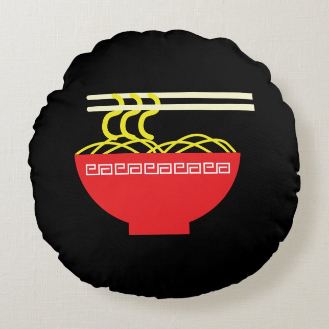 Noodles Rundes Kissen (Vorderseite)