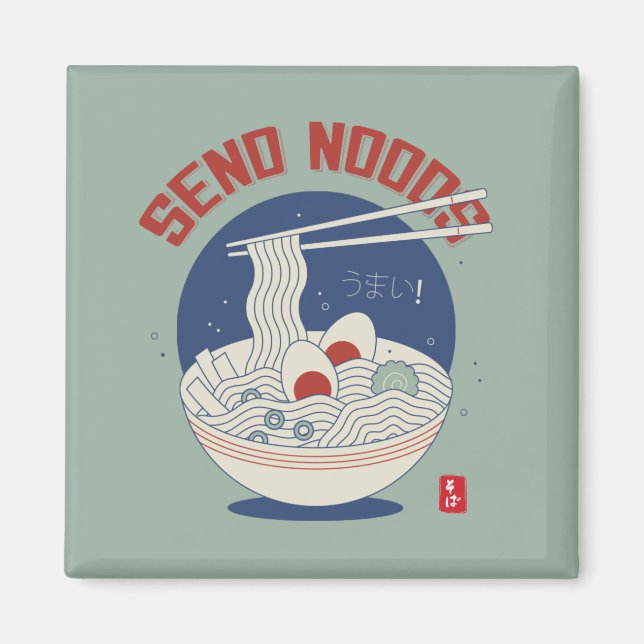 Noods japanische Nudelsuppe Ramen senden Magnet (Vorne)