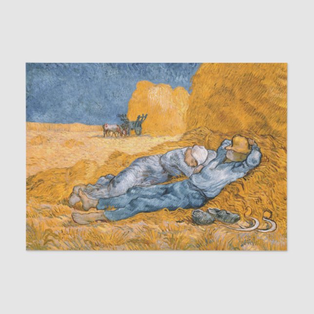 Noon, Erholung aus der Arbeit von Vincent Van Gogh Seidenpapier (Vorderseite)