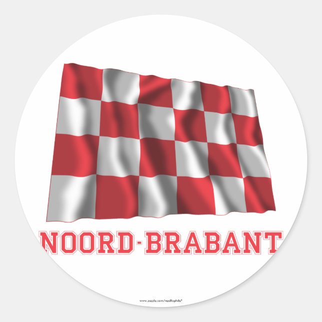 Noord-Brabant-Waving-Flag mit Namen Runder Aufkleber (Vorderseite)