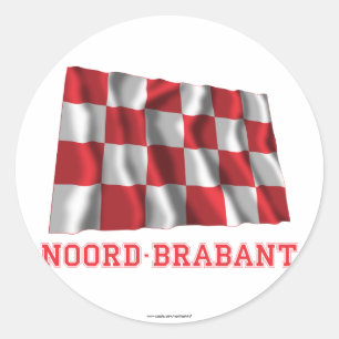 Noord-Brabant wellenartig bewegende Flagge mit Runder Aufkleber