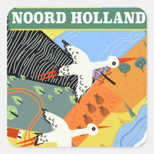 Noord Holland Vintage Reiseplakate Quadratischer Aufkleber