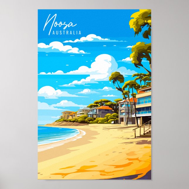 Noosa Australia Vintage Illustration Poster (Vorne)