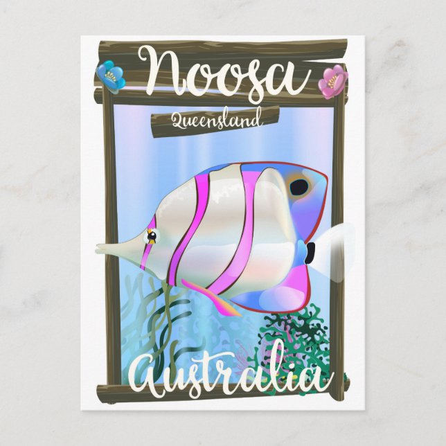 Noosa Australia Vintage Reiseplakat Postkarte (Vorderseite)