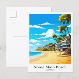 Noosa Beach Australien Reiseportrait Illustration Postkarte
