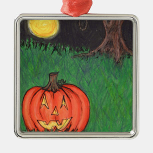 Noose Hanging Tree Pumpkin Jack O' Lantern Silbernes Ornament