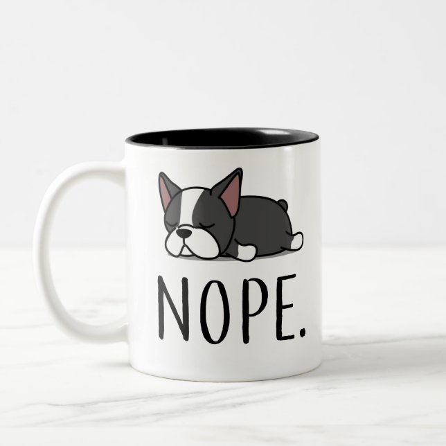 Nope Boston Terrier Zweifarbige Tasse (Links)