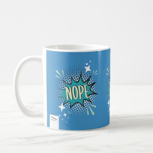 NOPE Comic Speech Bubble Meme Funny Blue Kaffeetasse (Links)