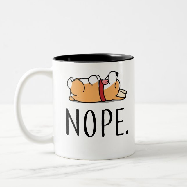 Nope Corgi Zweifarbige Tasse (Links)