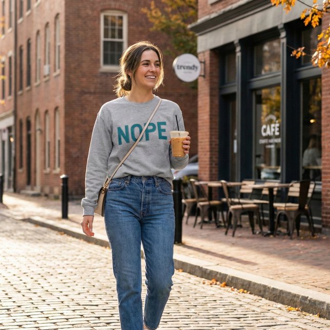 NOPE | Distressed Sarcasm Typography in Blue  Sweatshirt (Von Creator hochgeladen)