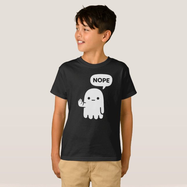 Nope Ghost | Lustiges Minimales Kinder T-Shirt (Vorne ganz)