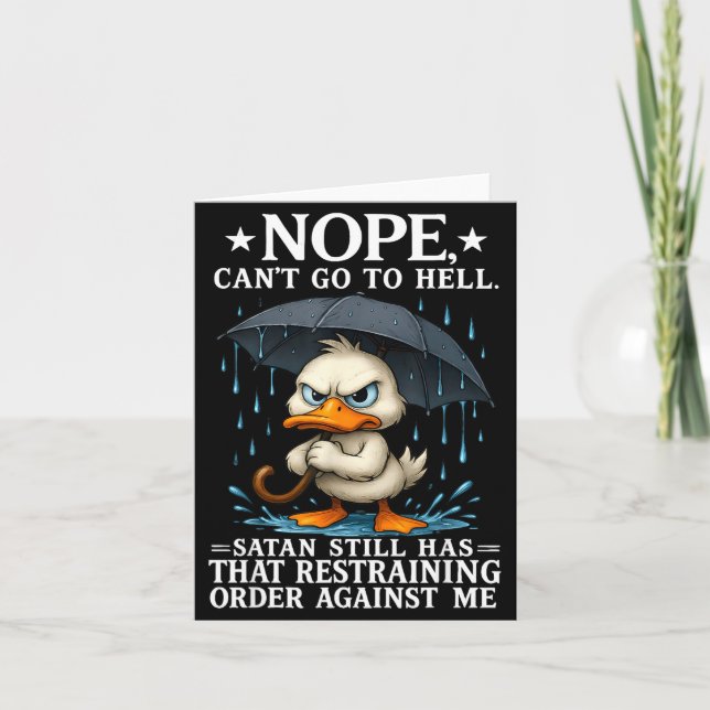 Nope I Can't Go To Hell Satan Still Has Restrainin Karte (Vorderseite)