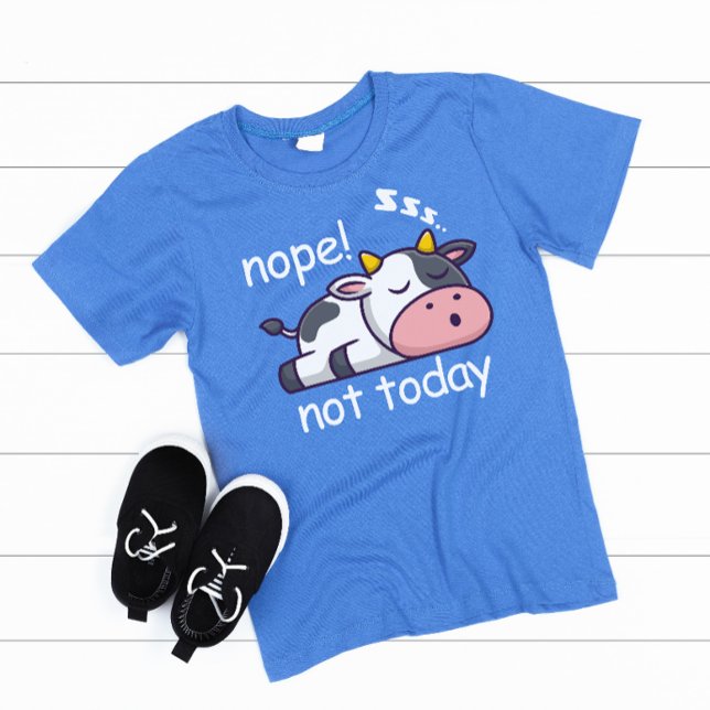 Nope noch nicht schlafend Kuh Illustration Grau Te T-Shirt (nope not today boy kids t-shirt)