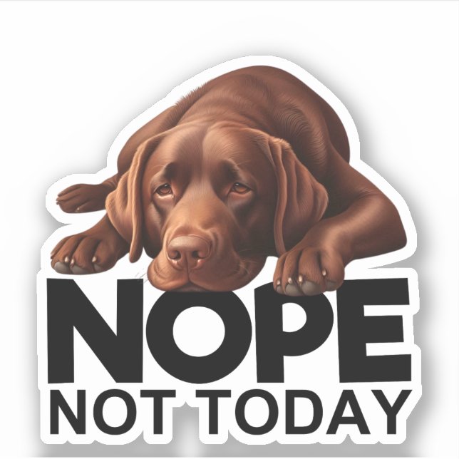Nope Not Today Chocolate Labrador Aufkleber (Vorderseite)