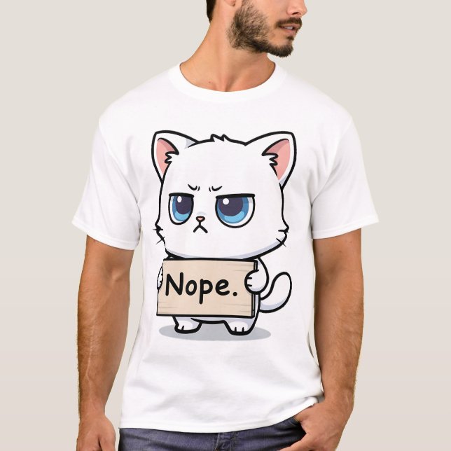 Nope Sign Cat T-Shirt (Vorderseite)