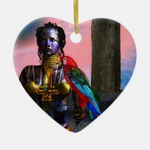 NORA CYBER WARRIOR UND MAKAW Science Fiction Herz Keramikornament