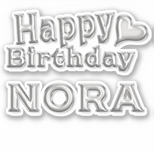 Nora Happy Birthday silver Aufkleber Sticker (Vorderseite)